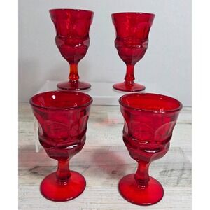 Fostoria Argus Ruby Red Wine Glass Goblet 4.75" 4 oz Set of 4 Henry Ford Museum